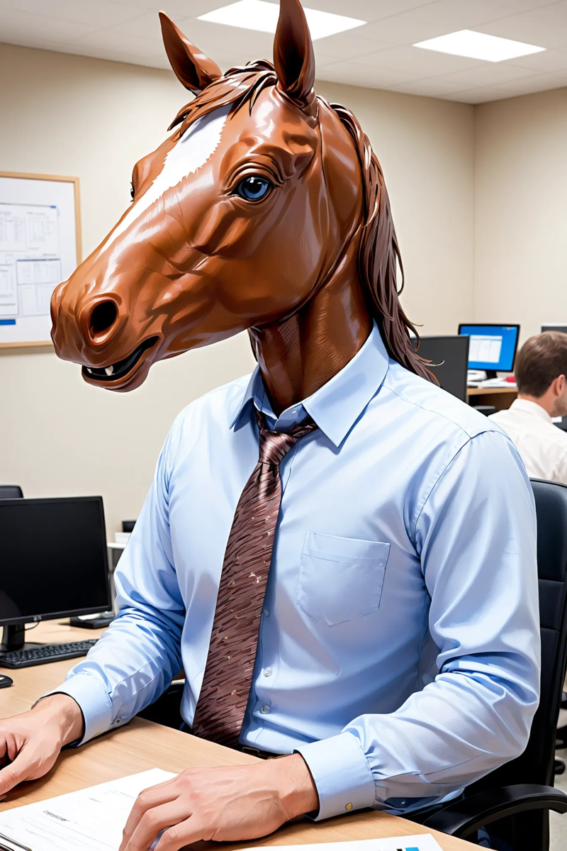 02094-3681825835-photo, horse head man, office.webp